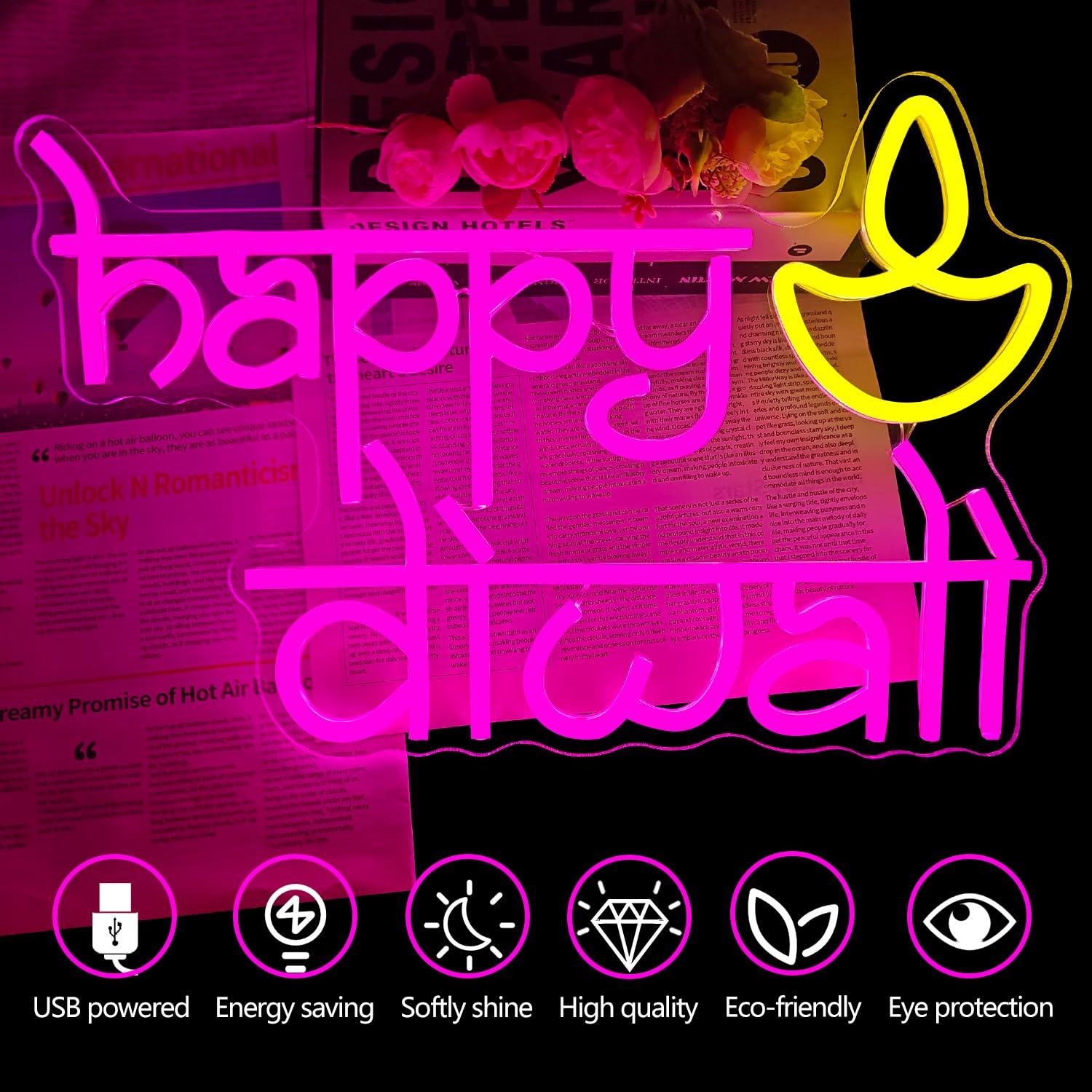 Неоновая вывеска Happy Diwali  – обзор и цена Home Bar Signs